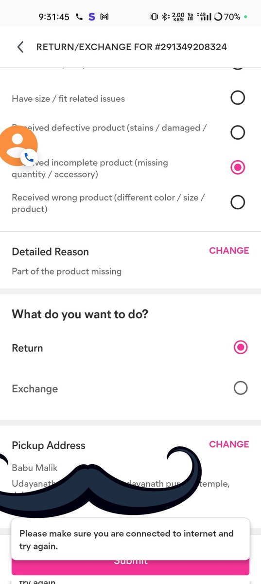 EditingGg's tweet photo. My product please return
@Meesho_Official 
@meesho_support https://t.co/l61OXjbcrG