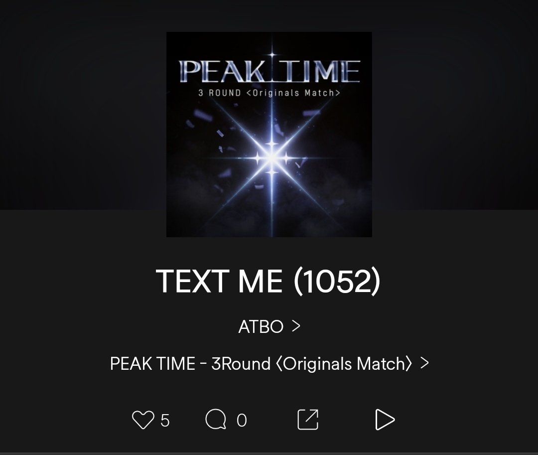 AtboVoting's tweet photo. PEAK TIME - 3Round <Originals Match>
[TEXT ME (1052)]

OUT on MelOn, Genie, Flo, Bugs, Ytmusic. 

Please stream Boats! 💛

#ATBO #에이티비오
#TEXT_ME
#PEAKTIME #피크타임 #팀5시 
@ATBO_ground https://t.co/VT5hd0InXd