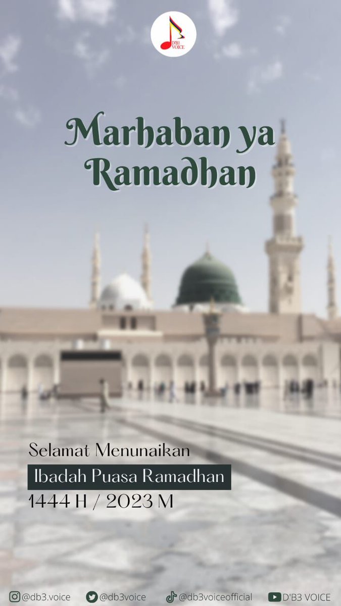db3voice's tweet photo. Marhaban Ya Ramadhan!

Selamat menunaikan ibadah puasa🙏

Semoga Allah SWT memberikan kekuatan dan kemudahan dalam menjalankan ibadah ini hingga datangnya Hari Kemenangan✨

#singforfun #db3voice #Ramadan2023 #puasaday1 https://t.co/B1eVmHXa0k