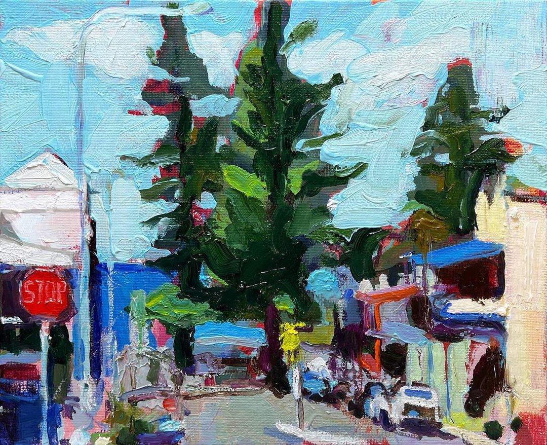 A demo from last week’s workshop… “Addison Street”, 25X30cm, oil on board. We experimented with starting from a coloured ground then building layers of tonal value & texture.

#urbanpainting #shellharbour #shellharbourvillage #sydneyartist #oilpaint #thickpaint #coastallandscape