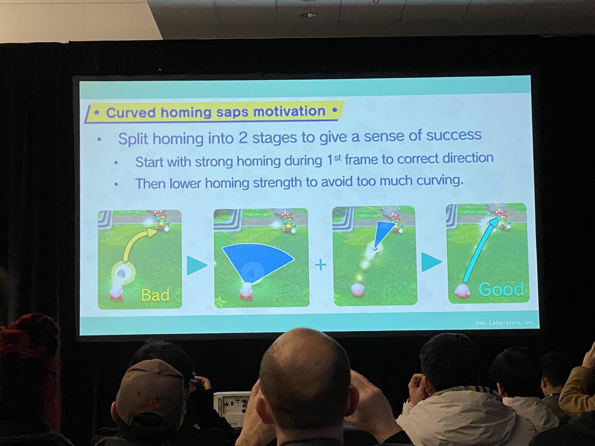 Fantastic talk from Shinya Kumazaki and Tatsuya Kamiyama in celebrating the 30th anniversary of the beloved Kirby!! Their passion and enthusiasm inspires me to keep chasing my dream in the entertainment industry! #GDC2023 #kirby #Nintendo #gamedesign