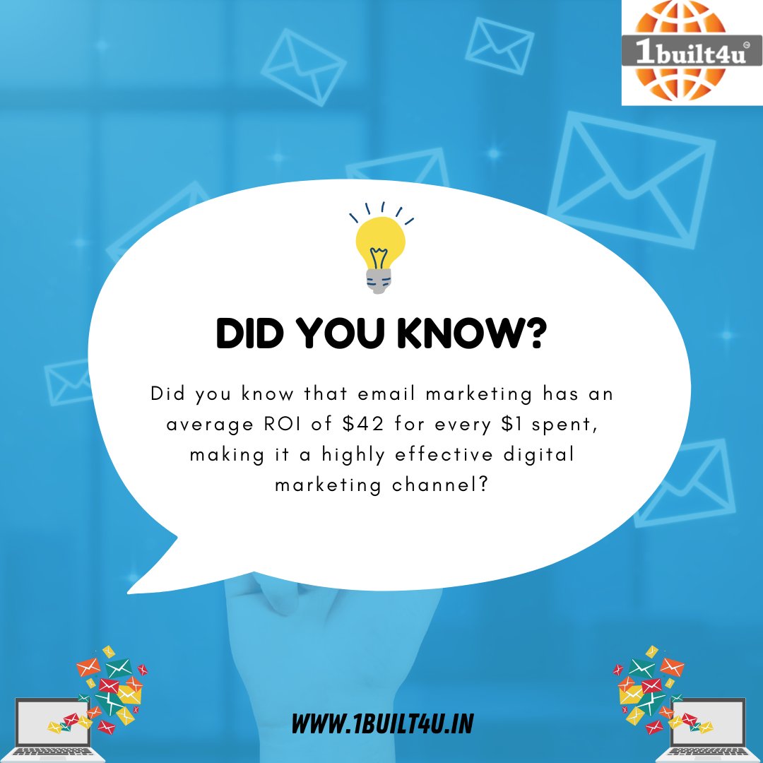 Did You Know?
#1built4u
#DidYouKnow
#facts
#EmailMarketing
#DigitalMarketing
#ReturnOnInvestment
#MarketingStrategy
#EffectiveMarketing
#HighROI