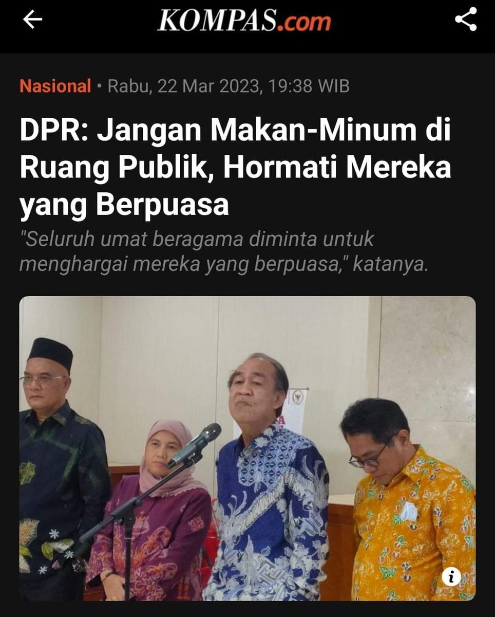 . 
Saya muslim 
Saya puasa tp saya gk minta di hormati orang lain krn puasa itu ibadah kpd Tuhan Saya Allah SWT
Dan
Saya yakin saudara2 yg Non Muslim sdh tau bagaimana bersikap... 
Jd gk usah ngajar2in... 
. 
. 
RRU penyitaan Aset Korupsi itu mana....❓❓❓❓❓❓❓❓❓
. 
.