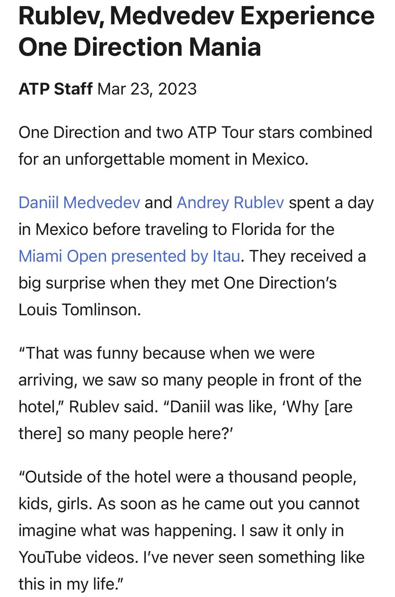 dengdaiDwait's tweet photo. The biggest question is, who would Rublev have join him in a tennis-player version of One Direction.
“I would not pick myself,” Rublev quickly said.
How about Medvedev?
“No chance,” Rublev said. “Daniil can be the agent. Daniil is the manager.”
🤣🤣🤣 https://t.co/hziBwOcZEd