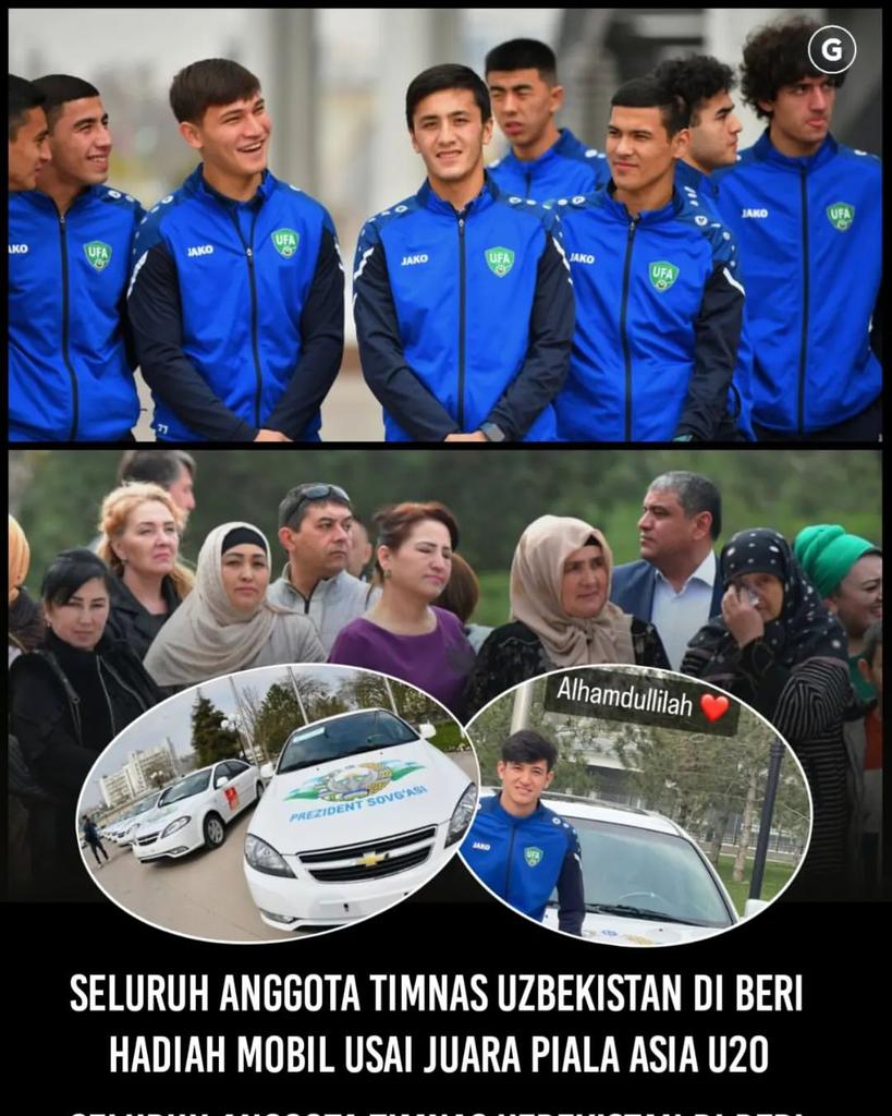 RacoonEntID's tweet photo. Seluruh anggota timnas Uzbekistan diberikan hadiah mobil usai juara Piala Asia U-20 https://t.co/f49UPBatzx