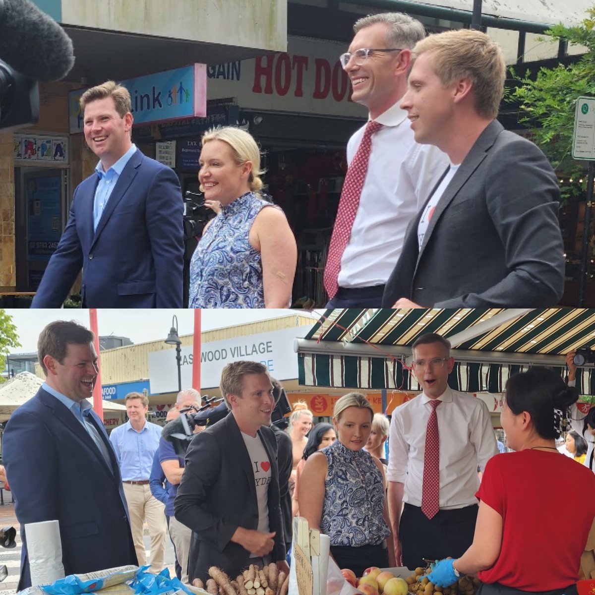 scottfarlow's tweet photo. Great to join @Dom_Perrottet & Helen along with Jordan Lane - For Ryde in Eastwood today talking to local businesses and shoppers about our plan to #keepnswmovingforward #nswpol https://t.co/GJKEOXU0M3