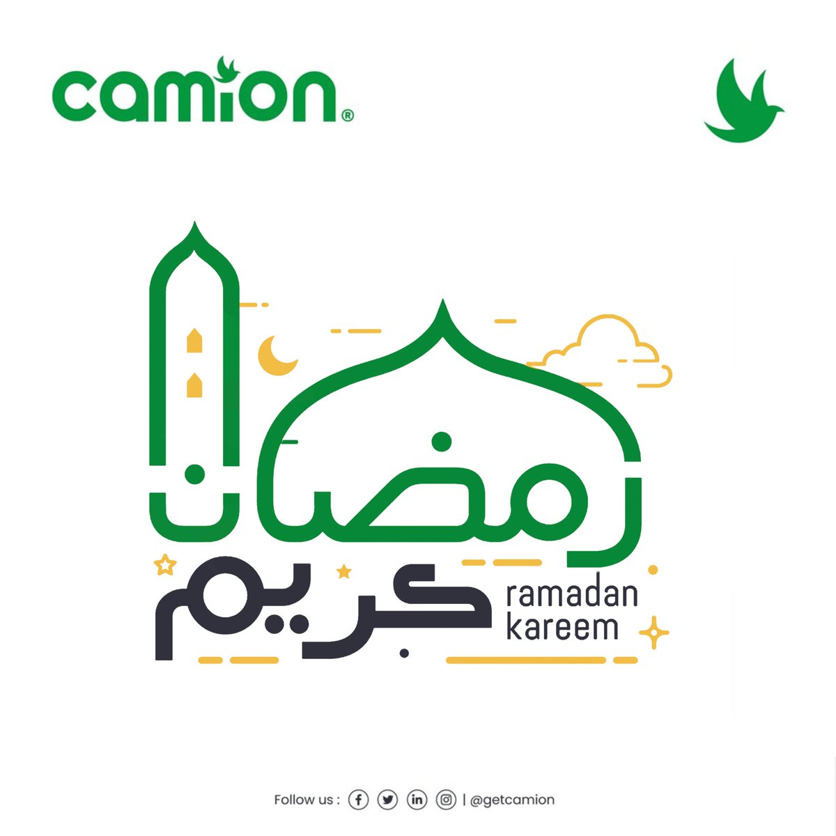 GetCamion's tweet photo. Camion extends its warmest blessings for the arrival of the holy month of Ramadan. May it bring an abundance of goodness, righteousness, and joy to all. #RamadanKareem 🌙 https://t.co/QQlFkrSWLY