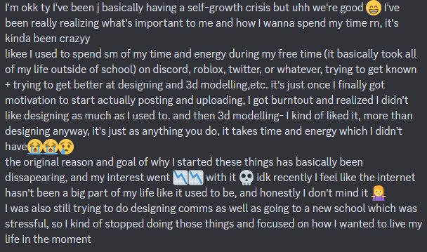 1jennye's tweet photo. hellooo! if anyone's interested on my inactiveness here's SOME of the explanationn in the pic below
I've been away from the internet in general for a loong time, but during the time I was on it, I met A LOT of great peoplee and I rlly appreciate everyonee ❤️ https://t.co/r8zfU4MBgf