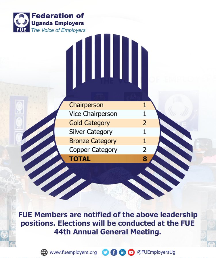 It's a few hours to the FUE 44th AGM happening tomorrow,Friday 24th March starting 8:00am(EAT). All FUE members are expected to attend in person &amp; reminded of the various positions to be filled by election in accordance with the FUE Constitution.Join us for a fruitful engagement!