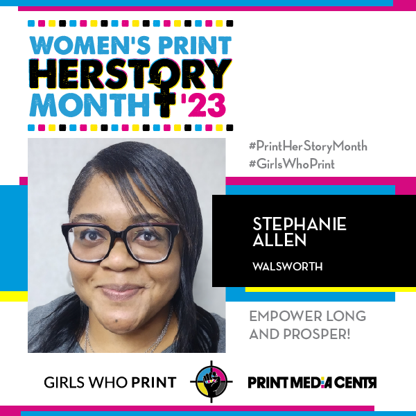 #PrintHERStoryMonth 2023: Meet Stephanie Allen, Walsworth

I believe a business is successful when employees are encouraged to go beyond their comfort zone and cultivate something they believe in. 

Read more: ow.ly/vYoK50NjJNa

#girlswhoprint #womenshistorymonth