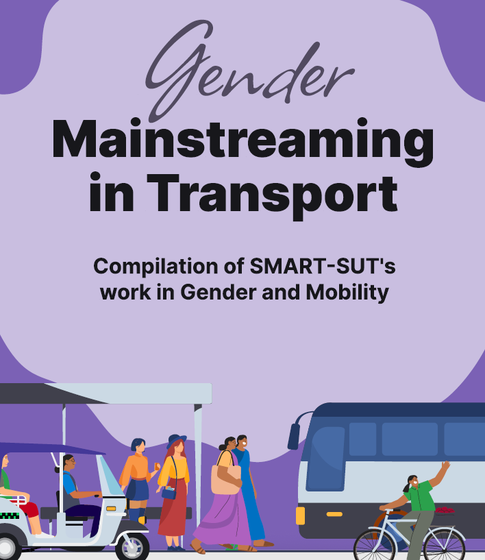 📢#NewLaunch: Gender Mainstreaming in Transport 🚶‍♀️🚴‍♀️👩‍🦽👩‍🦯🚌

GIZ's SMART-SUT Project has compiled its flagship activities on gender & mobility, which can be taken up by other transport agencies. 

To know more➡️🔗bit.ly/3TAaKWm

#GIZGenderMonth #WomeninTransport