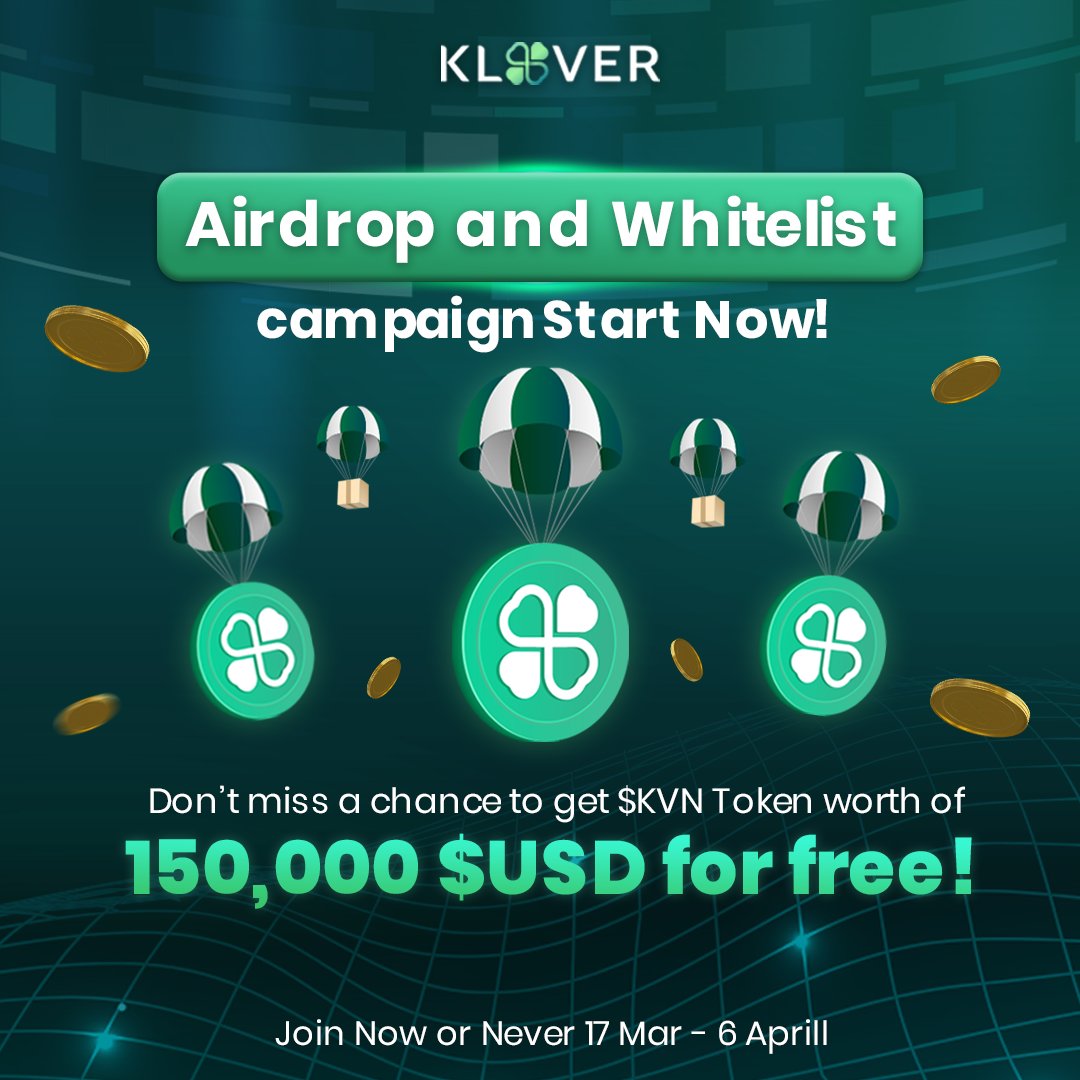😢 Missed $ARB #Airdrop?

Don't worry! 😊 There's still a chance with the $KVN airdrop 🪂 until Apr 9 as part of the #KloverNetwork: giv.gg/airdropklovern… 🔗