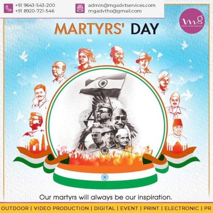 mgAdvertising3's tweet photo. On #MartyrsDay23Mar , Saluting those Bravehearts Who made Supreme Sacrifice for the freedom of our Country. Their Indomitable Courage &amp; Patriotism will continue to inspire our Generations.
#ShaheedDiwas #MartyrsDay #BhagatSingh #SukhdevThapar #mahatmagandhi #netaji https://t.co/pQrstOGaHI