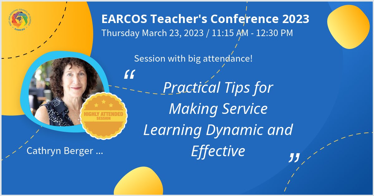 Gave a talk at EARCOS Teacher's Conference 2023 on Practical Tips for Making Service Learning Dynamic and Effective. Great participation as we experienced processes useful in everyday teaching and to take ACTION! Thanks for the great turnout! #etc2023kk - via #Whova event app