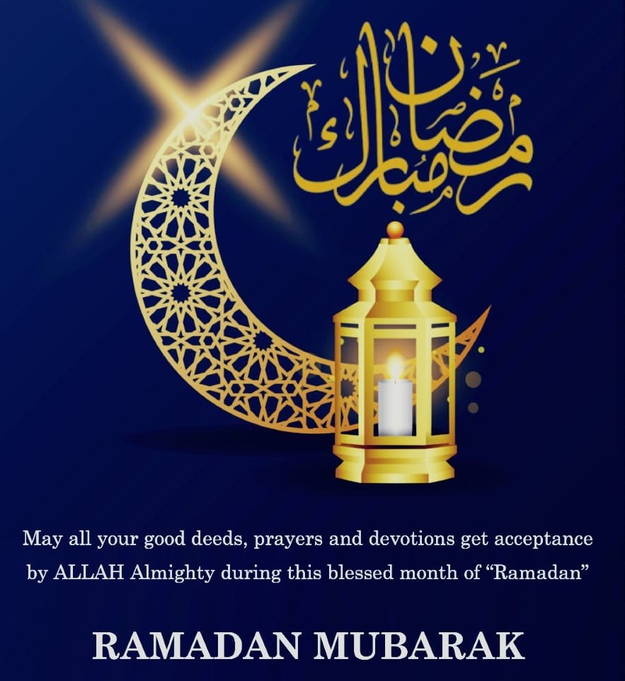 اے ایمان والو! تم پر روزہ فرض کیا گیا ہے جیسا کہ تم سے پہلے لوگوں پر فرض کیا گیا تھا تاکہ تم تقویٰ اختیار کرو۔ سورہ بقرہ۔ 183 
میری طرف سے تمام مسلمانوں کو #رمضان_المبارك 🌙 میری دعا ہے کہ ہم سب اس مقدس مہینے کی برکتیں اور رحمتیں حاصل کریں آمین۔