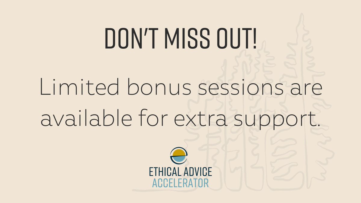 Are you looking for another reason to join the Ethical Advice Accelerator? For the first 15 new participants, joining the program before 31 March 2023 gets you a bonus 1:1 session with course facilitator and Ethical Invest Group Founder, Alexandra Brown. bit.ly/34hBk15