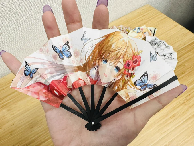 豆扇子サンプルきたー!!ちっちゃーーい!!かわいー!!!#美少女京扇子 