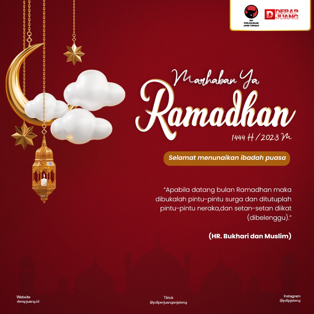 pacpdipcilacap1's tweet photo. Selamat menunaikan ibadah puasa bagi sahabat Muslim dimanapun berada.

Marhaban Ya Ramadhan
1444 H / 2023 M

#PDIPerjuangan 
#MarhabanYaRamadhan 
#Puasa2023 https://t.co/9xS7XUzl6B
