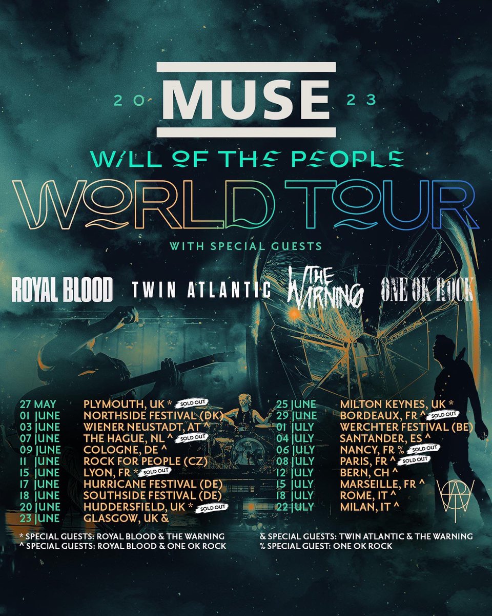 What an honor to have been invited to Europe by our friends @muse to support them and @royalblooduk & @twinatlantic in 5 amazing shows!!! 🇫🇷🇬🇧 We can’t wait to rock out with all of our fans over seas 🤘🏻🤯🤘🏻