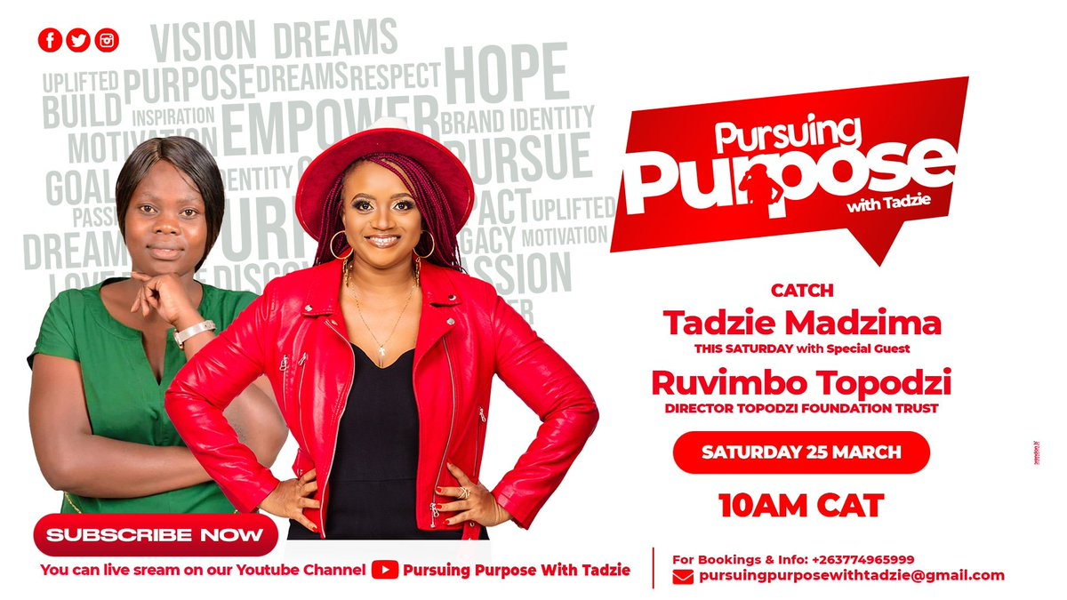 TadzieMadzima's tweet photo. To mark #WomensHistoryMonth our very first episode celebrates a phenomenal woman, @RuvimboSpeakOut, founder of @TopodziTrust! ❤️

Don't miss the first show airing on Saturday at 10am, CAT! 💪🏽💯

Subscribe below:
https://t.co/rG78GG7zaU https://t.co/bMm7VG9ak6