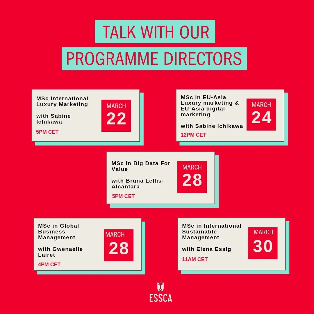 If you are interested in our MSc programmes in Shanghai, come to join us online, talk to our Programme Directors tomorrow at 12pm CET:  app.livestorm.co/essca-1/eu-asi…