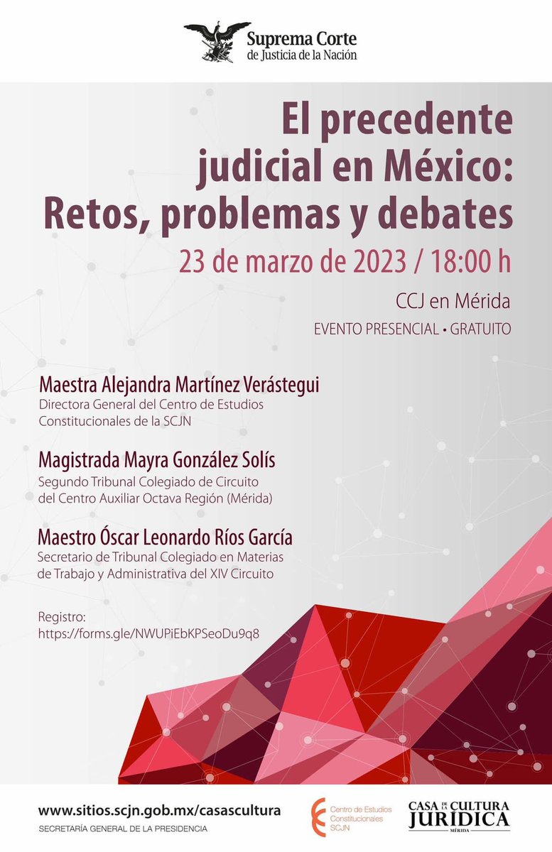 RSanchezGil's tweet image. El #PrecedenteJudicial es una figura de máxima importancia para quienes nos dedicamos al #Derecho. Aún es preciso definir muchos aspectos de su aplicación en MX. 

Esta mesa suma distintas perspectivas para comprenderlo mejor. Si tienen la oportunidad, ¡asistan!