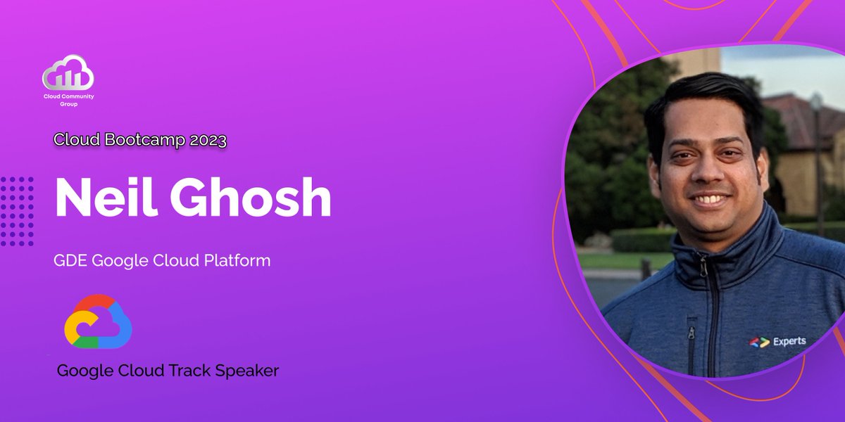thecloudfolk's tweet photo. Here's the fifth #speaker for Cloud Bootcamp 2023!☁️

@neilghosh has developed many #saas applications on #aws and #gcp👨‍💼 👩‍💼 for companies, including a major game publisher 🎮. He is also a Google Developer Expert for #gcp 

#bootcamp #learning #cloud #azure #gcp #aws #students https://t.co/cydh1IvoyU