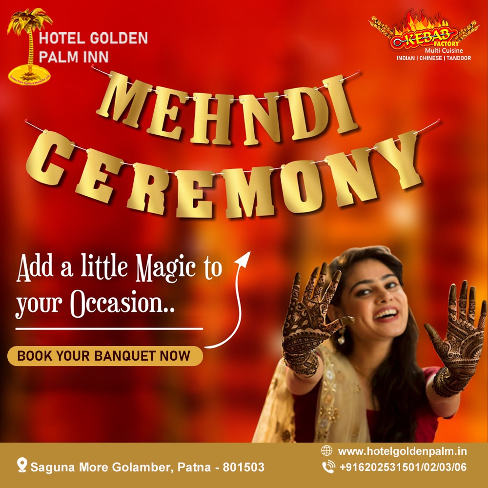 GoldenPalmInn1's tweet photo. MEHNDI CEREMONY
Add a little Magic to your Occasion..
BOOK YOUR BANQUET NOW :-   +𝟗𝟏 𝟔𝟐𝟎𝟐𝟓𝟑𝟏𝟓𝟎𝟏/𝟎𝟐/𝟎𝟑
Visit us : https://t.co/6PtrIHfHpK
#wedding #mehndiceremony #indianbrides #events #KebabFactory #multicuisinerestaurant #Rooms #BanquetHall #Restaurant https://t.co/1ANDpnEeyX