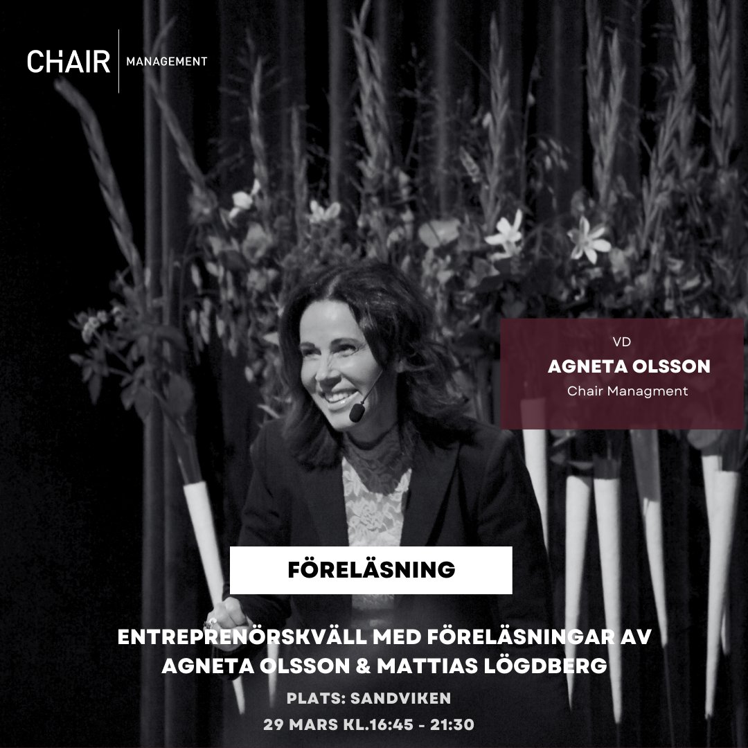 agnetaOls's tweet photo. Entreprenörskväll med föreläsningar av Agneta Olsson &amp; Mattias Lögdberg

Boka nu 👇
https://t.co/jGLIzfUv7n

#Entreprenör #fexternvd  #ägarletttillägarstyrt https://t.co/1DS6ahyTwc