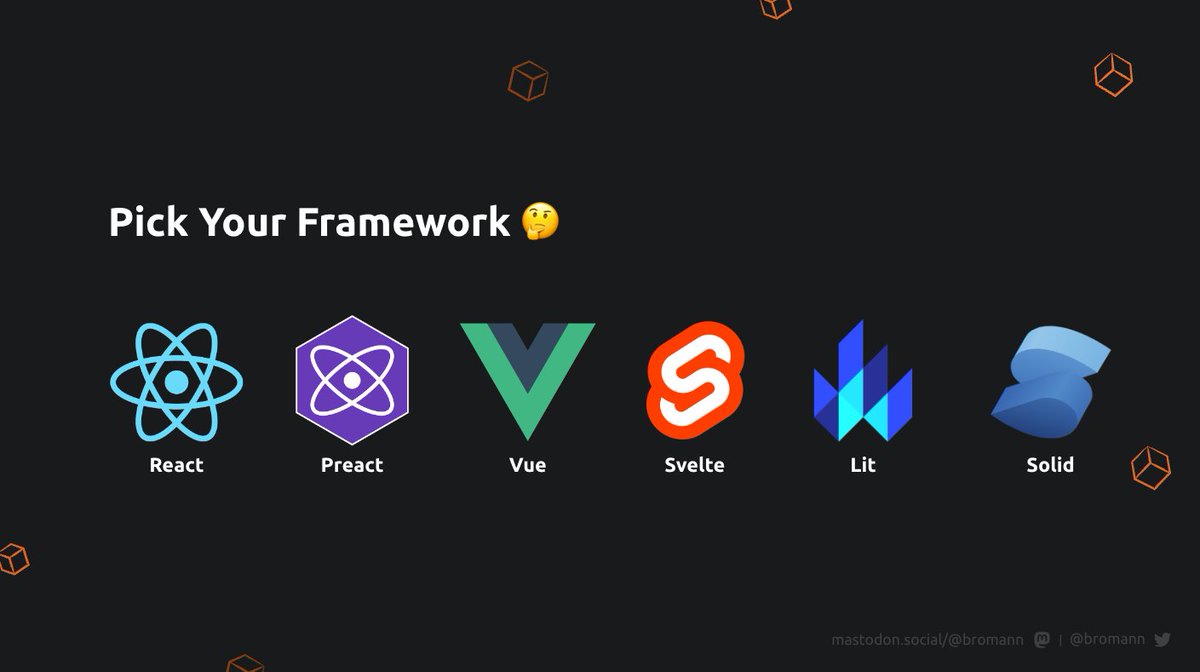 webdriverio's tweet photo. The new browser runner in @webdriverio comes with presets for @reactjs, @preactjs, @vuejs, @sveltejs, @buildWithLit and @solid_js that get you set-up quickly with (almost) no configuration needed. More frameworks will be supported soon 🚀 #SeConf https://t.co/uQ92pB3LTO