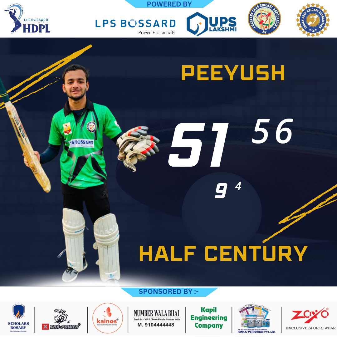 DeafHaryana's tweet photo. Half Century for HDCA 2nd Haryana Deaf Preimer League 

#lpsboosard #ScholarsRosary #xtrapowertools #kaions #numberwalabhai #kapiarora #IndianDeafCricketAssociation #PremierLeague #hca @RajeshJain35 @GugnaniRavi @XtraPowerTools https://t.co/oryo8qpRfQ