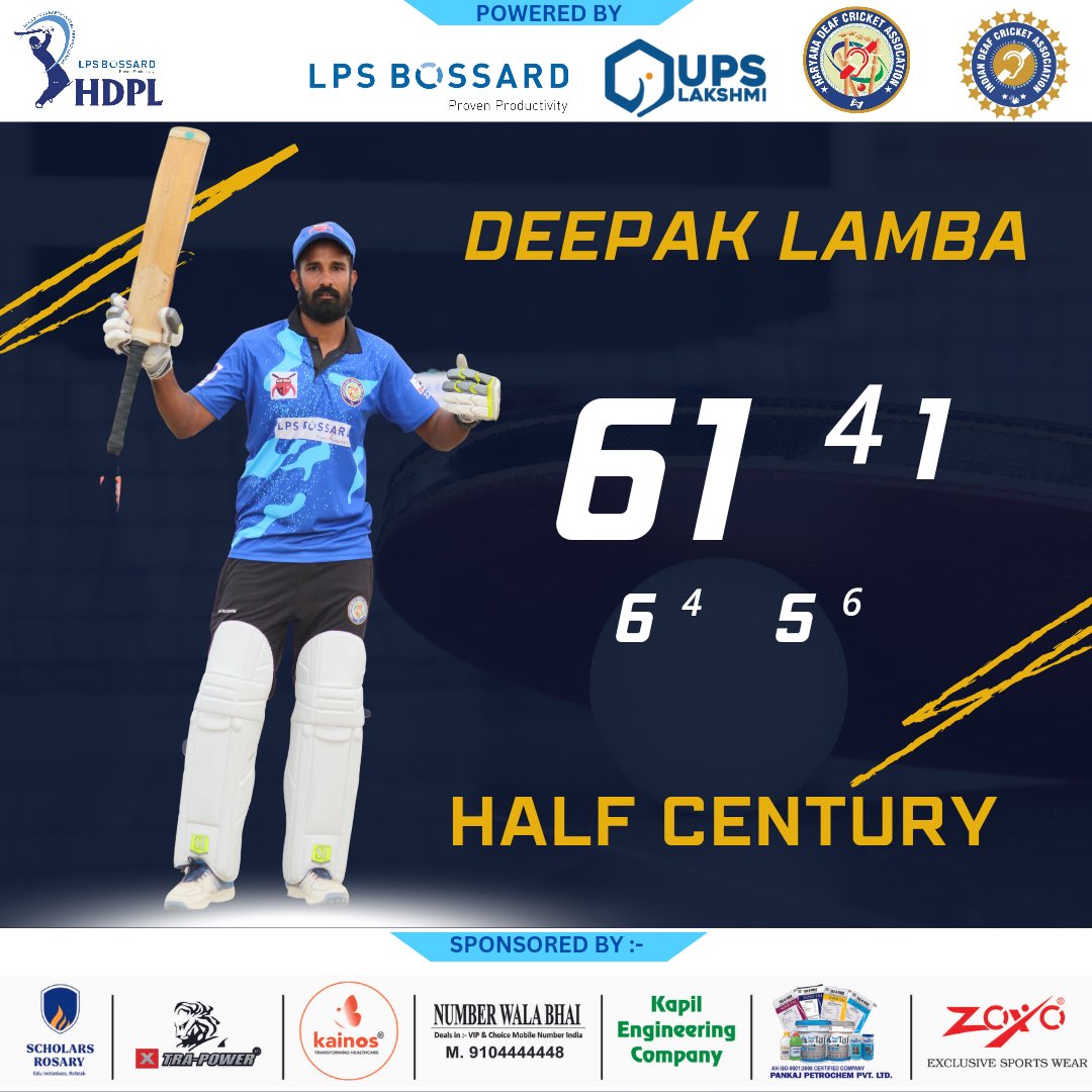 DeafHaryana's tweet photo. Half Century for HDCA 2nd Haryana Deaf Preimer League 

#lpsboosard #ScholarsRosary #xtrapowertools #kaions #numberwalabhai #kapiarora #IndianDeafCricketAssociation #PremierLeague #hca @RajeshJain35 @GugnaniRavi @XtraPowerTools https://t.co/oryo8qpRfQ