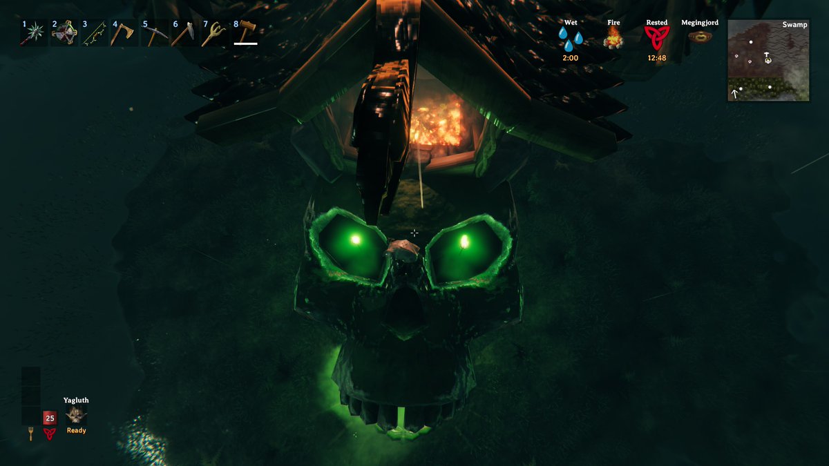 Finnick695's tweet photo. Thought it'd be fun building on top of Bonemass Skull
#Valheim #ValheimBotM https://t.co/Q3LwIwEIFu