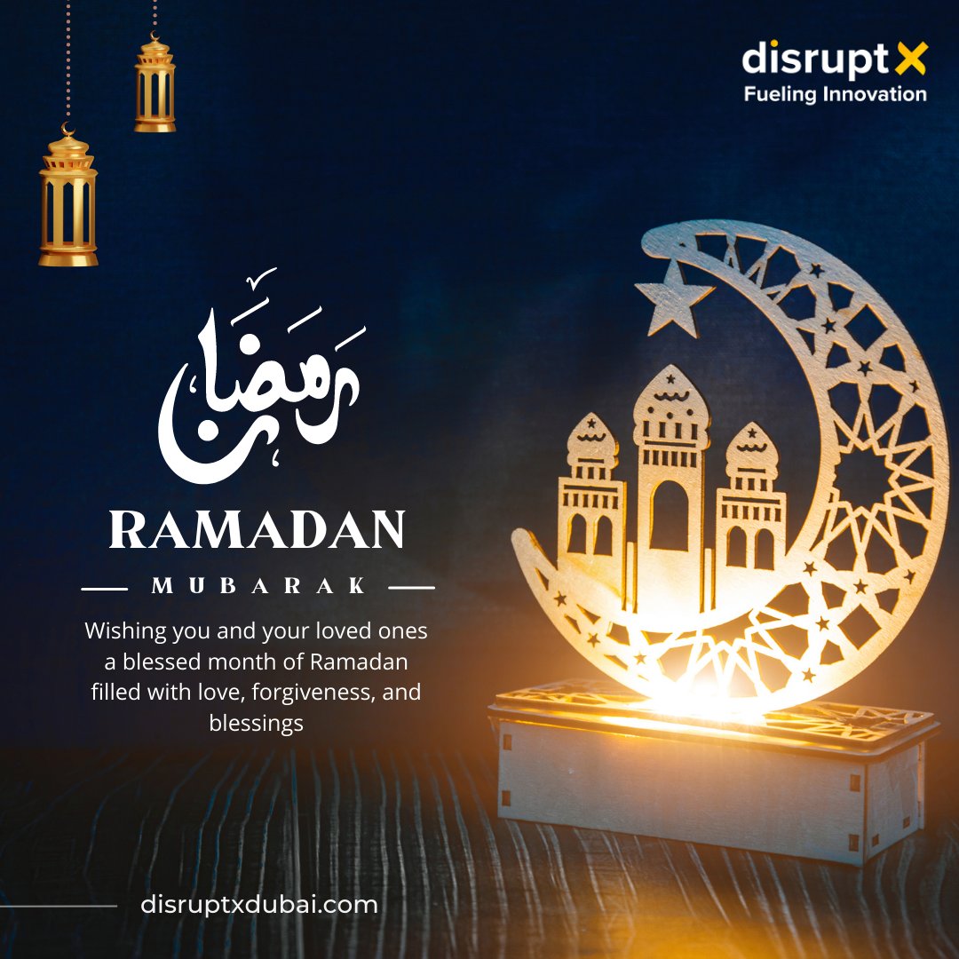 Wishing you a blessed and peaceful Ramadan Kareem from all of us at DisruptX. May this holy month bring you joy, love, and spiritual rejuvenation. #RamadanKareem #DisruptX #Blessings #Peace #Joy #Love #SpiritualRejuvenation