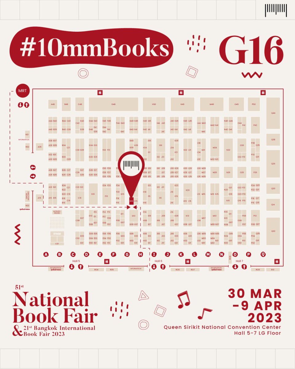 10mmbooks's tweet photo. We are here “G16” #10mmbooks นับเวลาถอยหลังรอเจอเพื่อนนักอ่านทุกคนนะคะ บูธ 10 มิลลิเมตร ตามลายแทงมาได้เลยจ้า 😁
#สัปดาห์หนังสือแห่งชาติครั้งที่51 #งานหนังสือ66 https://t.co/cjLvnm9aNi