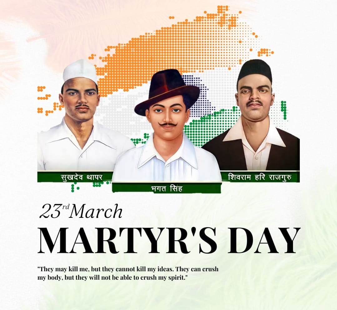 Mahtab__alig's tweet photo. Hundreds of salutes to the great revolutionary martyrs Bhagat Singh, Sukhdev, Rajguru ji, unique symbols of patriotism, valor and sacrifice, on their martyrdom day. #ShaheedDiwas 
#ShaheedDiwas23Mar https://t.co/SJfgtYZTNd
