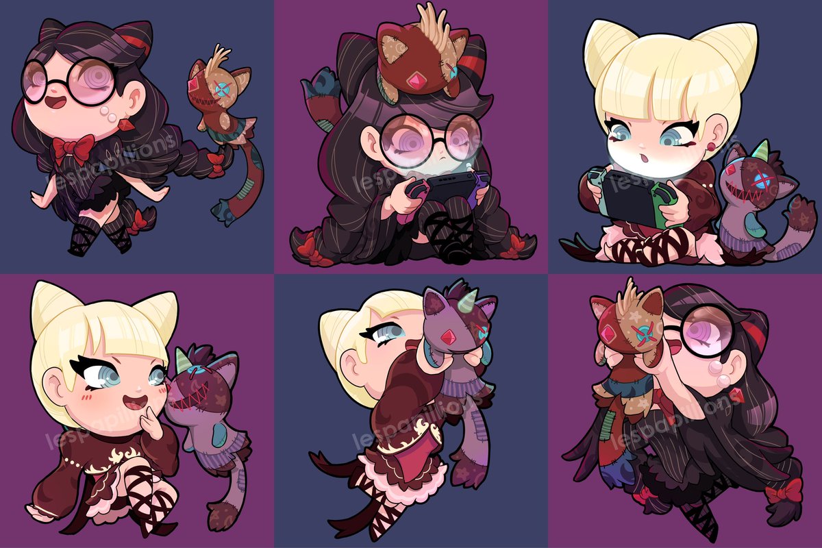 PumpkinUnicorn_'s tweet photo. Bayonetta stickers coming soon to my store!! They’re inspired by Cereza and the Lost Demon!  #Bayonetta #NintendoSwitch https://t.co/6tMXGcepSG