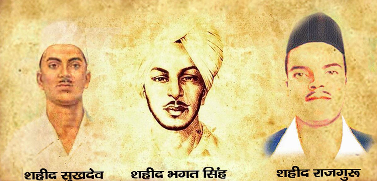 virendersehwag's tweet image. Salute to the 3 incredible men - Bhagat Singh ji, Sukhdev ji and Rajguru ji . Every breath of their lives was for the country and I bow down to their fearlessness and sacrifice.  #ShaheedDiwas