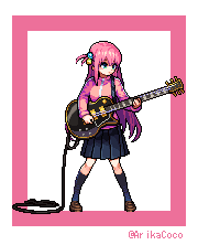 gotou hitori 1girl instrument solo guitar pink hair electric guitar pink jacket  illustration images