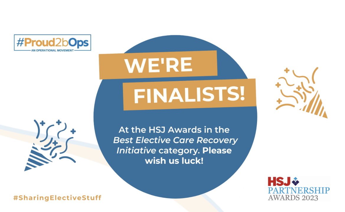 ✨Today is the day ✨ wish us luck as we make our way to @hsjpartnership Best Elective Care Recovery Initiative Category #SharingElectiveStuff we are so excited to be finalists 📢✨#Finalist #ElectiveRecovery #HSJawards #LetsDoThis 😅