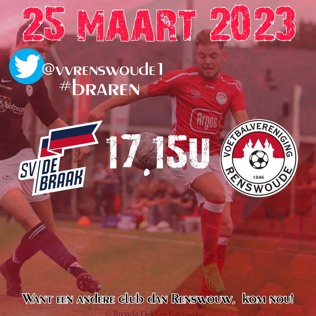 Zaterdag een late wedstrijd. Om 17.15u nemen we het op tegen <a href="/svdebraak/">svdebraak</a> 
Een belangrijke wedstrijd in de strijd tegen degradatie.
De spelers en supportersbus vertrekt om 14.30u naar Helmond
#braren
