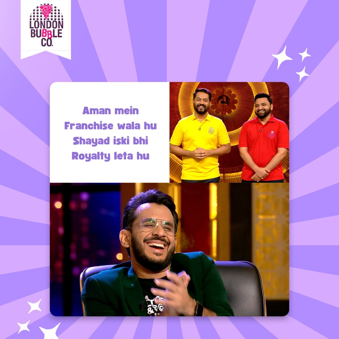 londonbubbleco1's tweet photo. When you're a founder pitching on Shark Tank India and the jokes are worth more than the deal 💰😂
.
.
.
.
#RoyaltyOnPoint #SharkTank
#SharkTankIndia #LondonBubbleCo #MemeMaterial #memes #memes😂 #memesdaily #meme #waffles #londonbubbleco #shark  @sharktankindia @amangupta0303 https://t.co/8WkBn0Fz2c