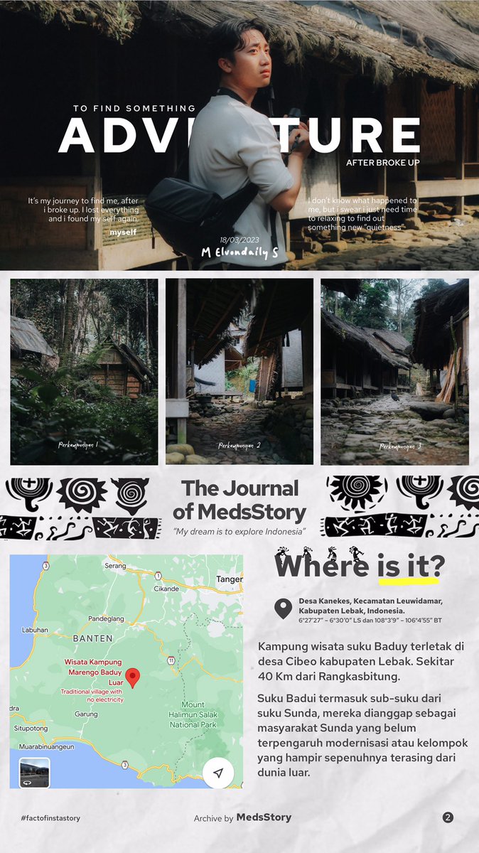 Elvon_Daily's tweet photo. “Perjalanan ke Pedaleman Kampung Badui”
Sedikit tampak tilas perjalanan ke kampung badui. Emang tinggal disana bakal tentram deh, gak ada julid, gak ada komen negatif. Pokoknya yang mau mencari “ketenangan” boleh dicoba.
#madewithstories
Source: Wikipedia & Pinterest https://t.co/dvPk83WWtk