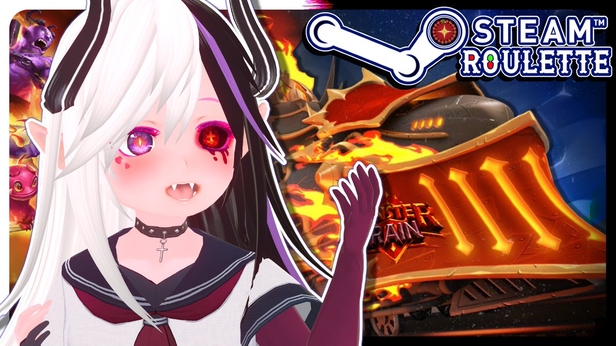 EyeOfDeus's tweet photo. In the latest episode of Steam Roulette, 
Dei plays Monster Train! 

Watch it here!
https://t.co/Y3xZNJ60Yg

#Vtuber #ENVtuber #MonsterTrain https://t.co/QPQxuTqjzo