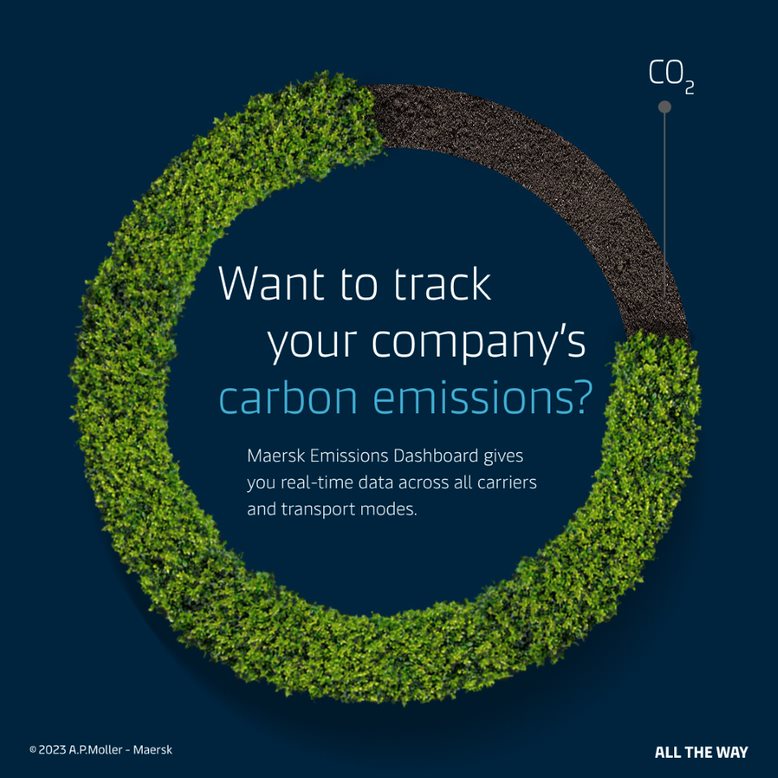 Maersk's tweet photo. Looking for real-time emissions data and optimisation insights on your supply chain? Get a free demo on the Maersk Emissions Dashboard here: https://t.co/he5ER5xP2R
#Maersk #SupplyChain #Logistics #ECODelivery #Decarbonisation #RenewableEnergy #NetZero #AllTheWay https://t.co/2EoIp2JZKO