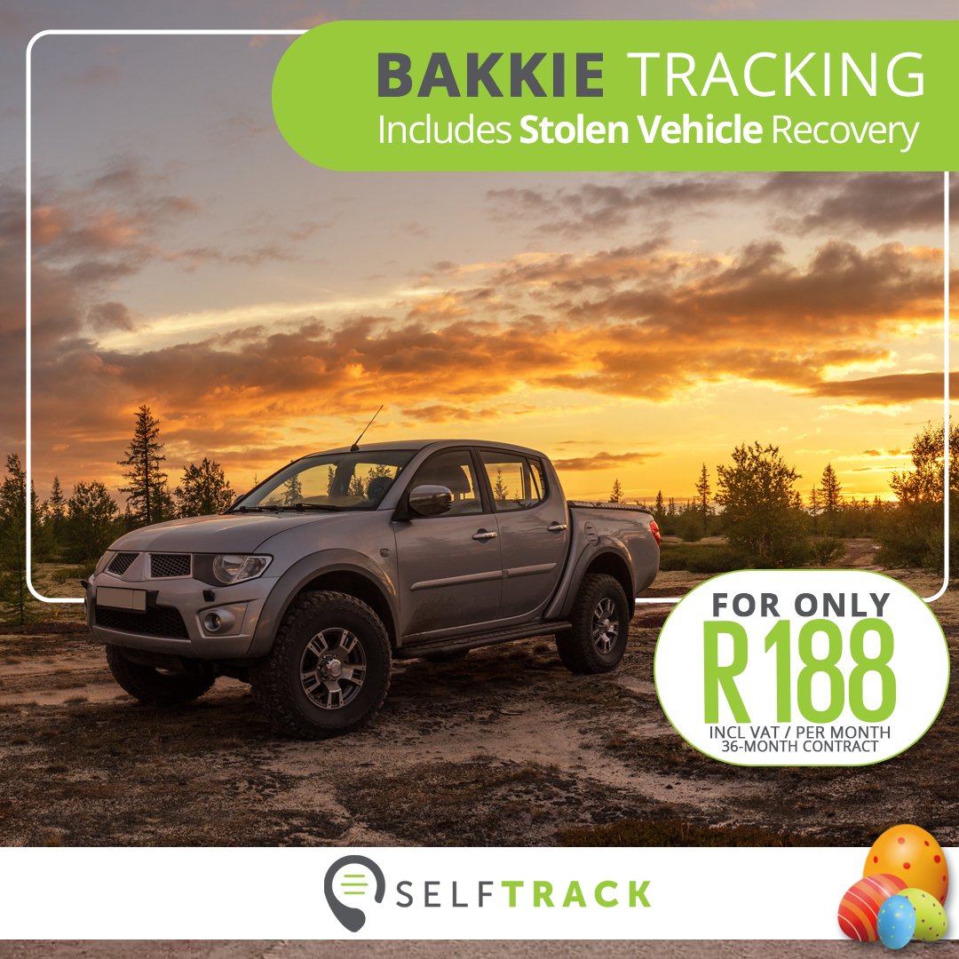 Planning a road trip this Easter? Track your bakkie with the #Selftrack Recovery Package for only R188 pM (36-month contract, includes installation, hardware &amp; subscription): selftrack.co.za or 012 460 1495 WhatsApp 071 604 6133 #RealTimeTracking #StolenVehicleRecovery