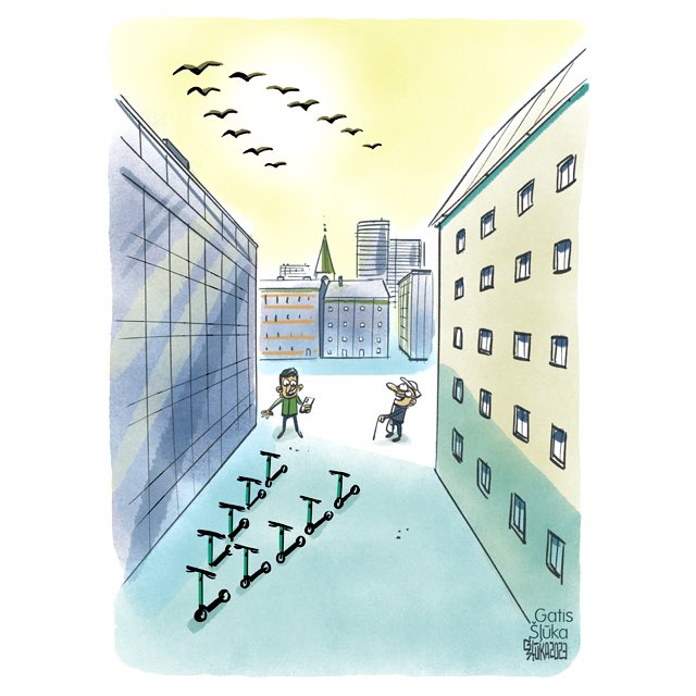 KarikaturaLv's tweet image. Gājputnu atgriešanās 🦢🦢🦢🛴🛴🛴 karikatura.lv #pavasaris