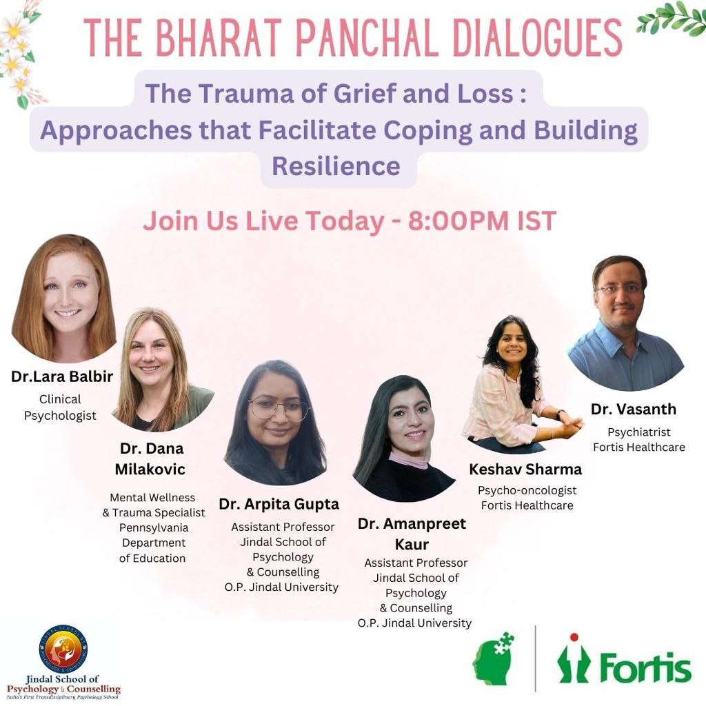 'The trauma of grief and loss: Approaches that facilitate coping and building resilience' - The Bharat Panchal Dialogues

Join Dr. Lara Barbir, Dr. Amanpreet Kaur, Dr. Dana Milakovic, Dr. Arpita Gupta, <a href="/vasanthreng/">Dr Vasanth R 🇮🇳</a> and <a href="/keshavoncopsych/">Keshav Sharma</a> today at 8PM IST

bit.ly/3HTiM78