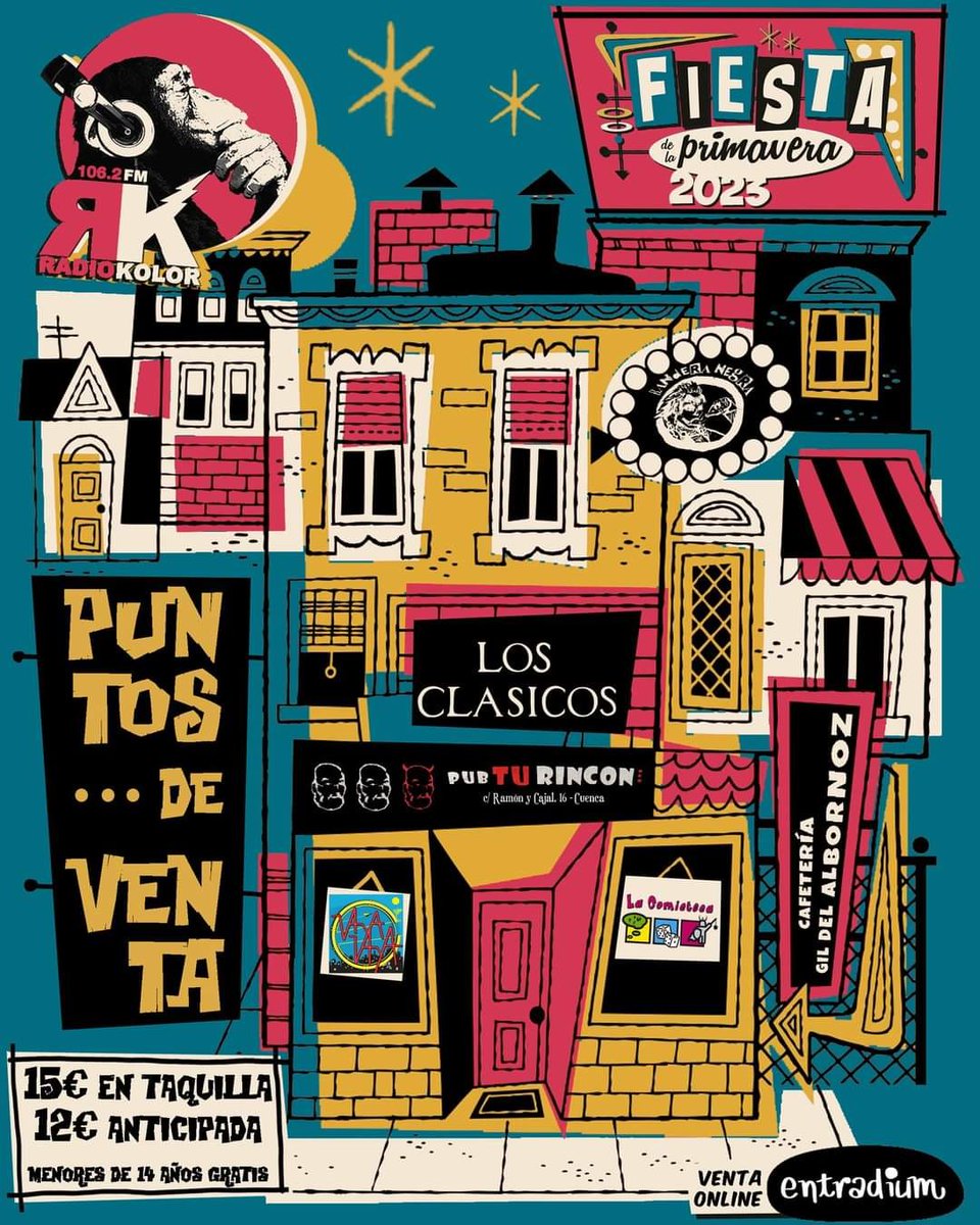 #FiestadelaPrimavera de #RadioKolor.
Consigue tu entrada  en:
Pub Los Clásicos
<a href="/Pub_VayaVaya/">Vaya Vaya Cuenca</a> 
La Comicteca
Pub Tú Rincón
Cafetería Gil de Albornoz (UCLM)
Pub Bandera Negra

También tenemos venta online en entradium.com