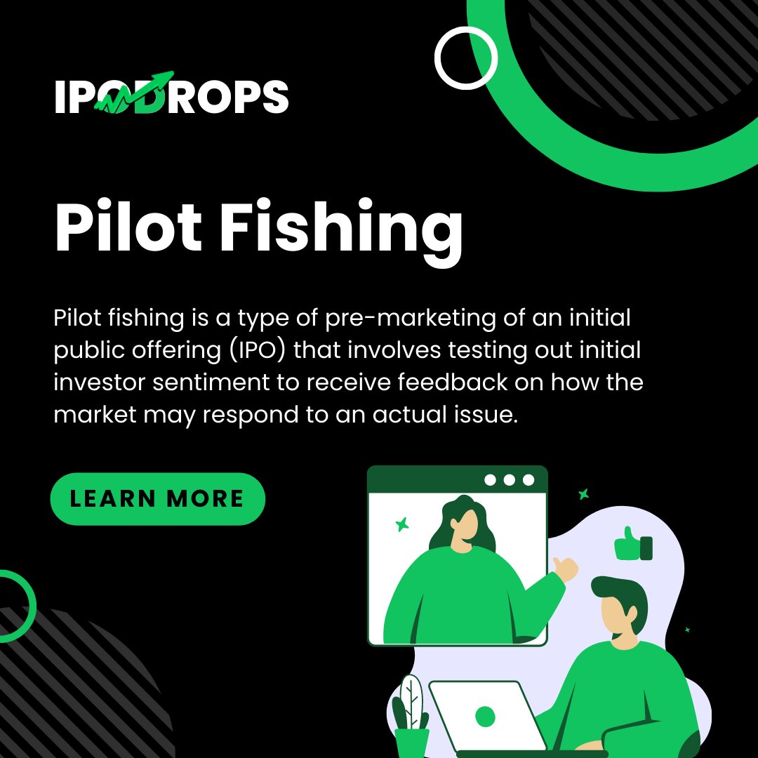 ipodrops's tweet photo. Want to gauge investor interest before an IPO? Try pilot fishing! 

This pre-marketing technique tests initial investor sentiment to get feedback on potential market response. 

#investing #IPO #pilotfishing #stocks https://t.co/UnJy052wY7